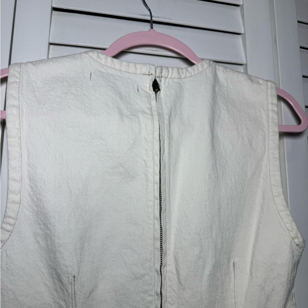 Abercrombie & Fitch Cream Sleeveless Denim Mini Dress with Corset Seaming Size S - Picture 2 of 11